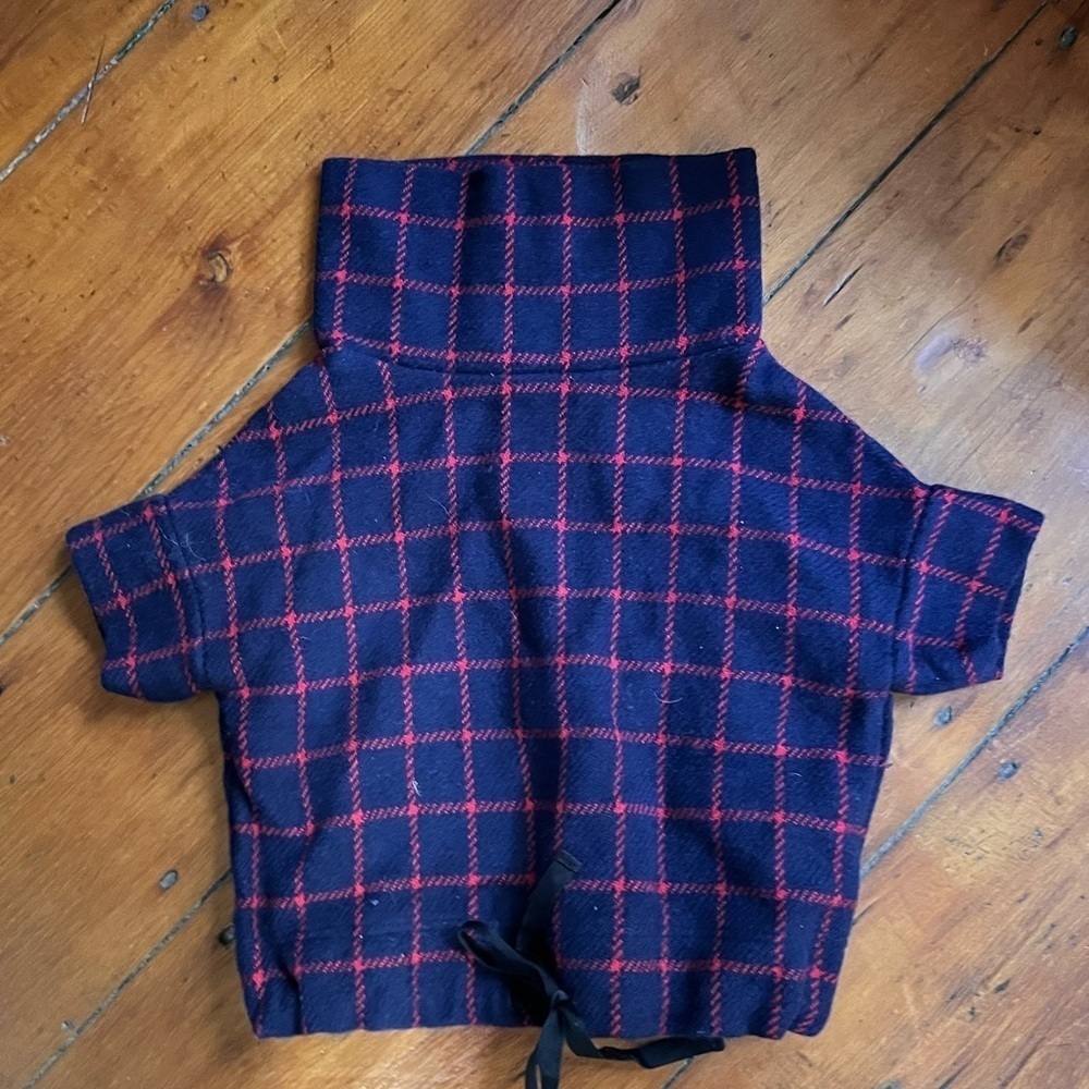 Jcrew Crewcuts Girls Medium wool mockneck top plaid drawstring waist